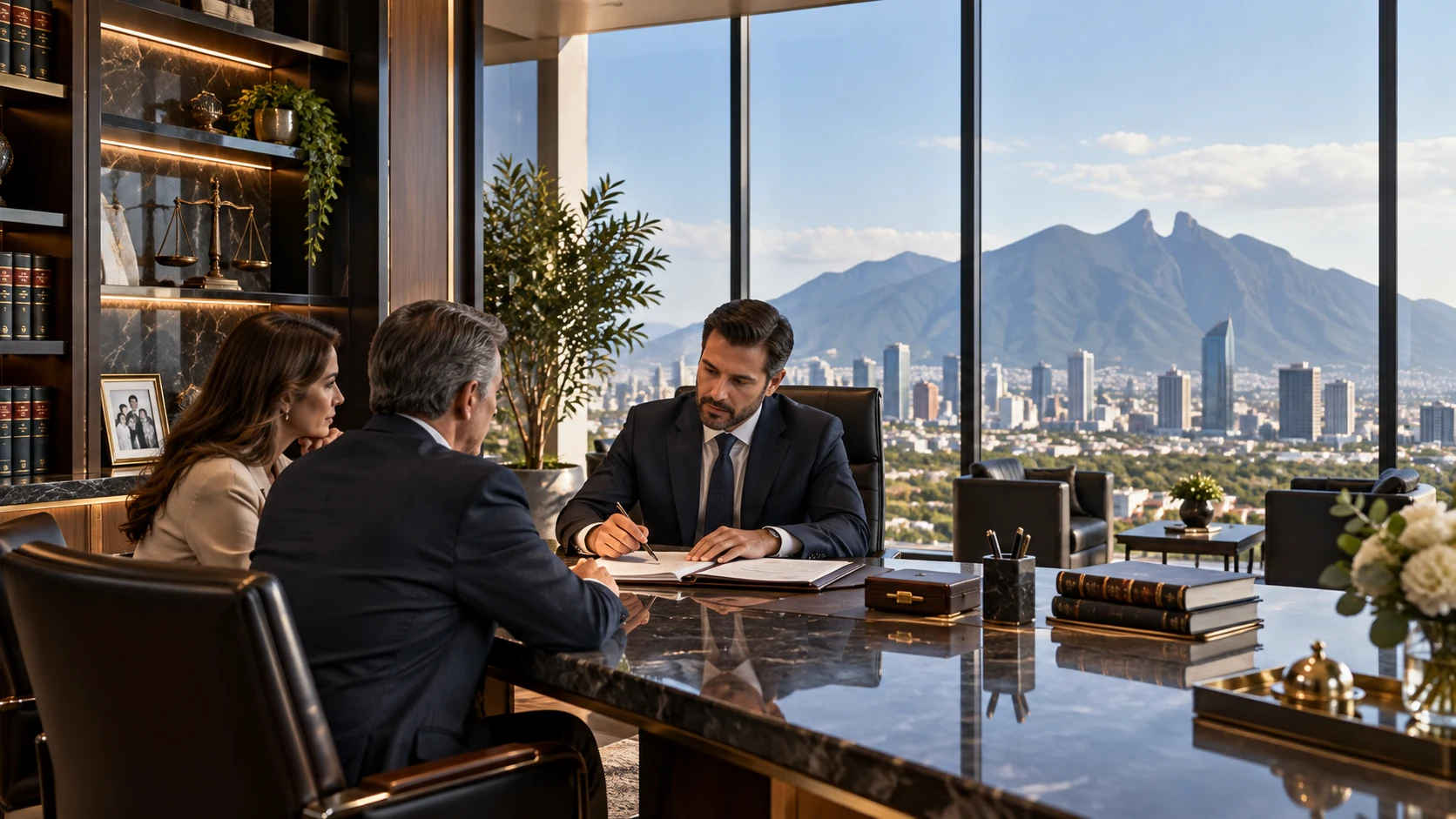 Imagen institucional de un despacho jurídico con vista panorámica al Cerro de la Silla en Monterrey, servicio de abogados de sucesiones en Monterrey, Nuevo León