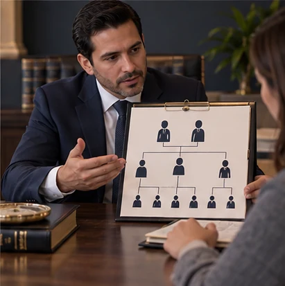 Árbol familiar para determinar posibles herederos, servicio de abogados de sucesiones en Monterrey, Nuevo León